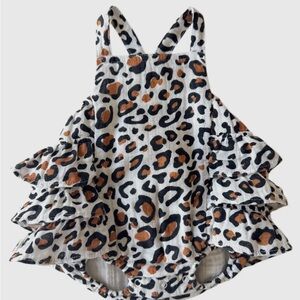 Leopard Print Ruffled Kids Bodysuit